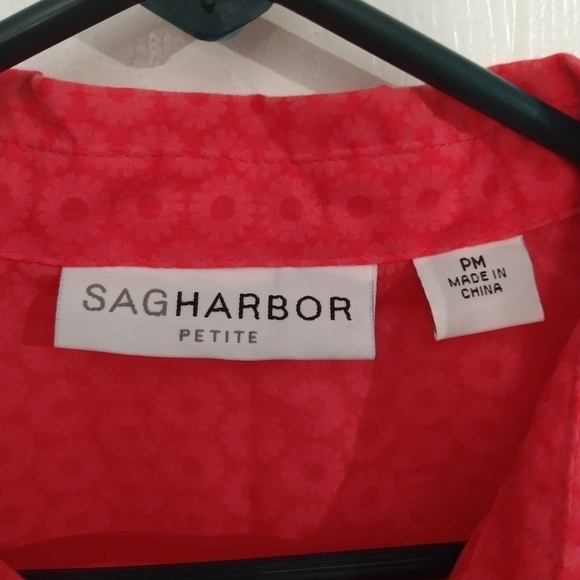 sag Harbor pink sheer circles design blouse. Size MP - Picture 6 of 9